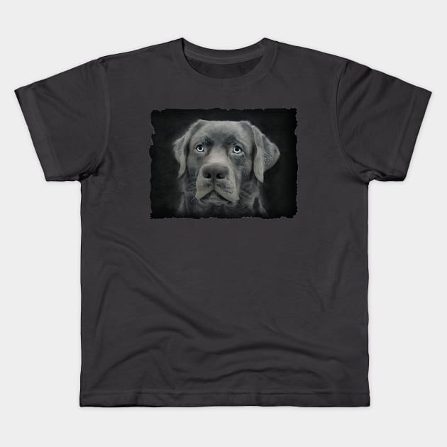 Black Labrador Retriever Dog Digital Design Kids T-Shirt by PhotoArts